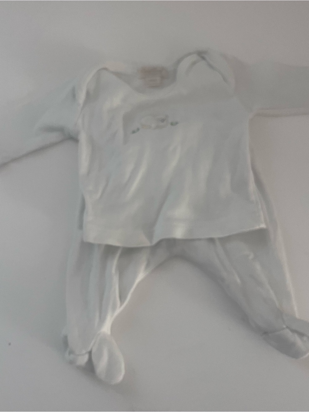Kissy Kissy Preemie Gender Neutral Cream Top And Pants With Feet Lamb Pima